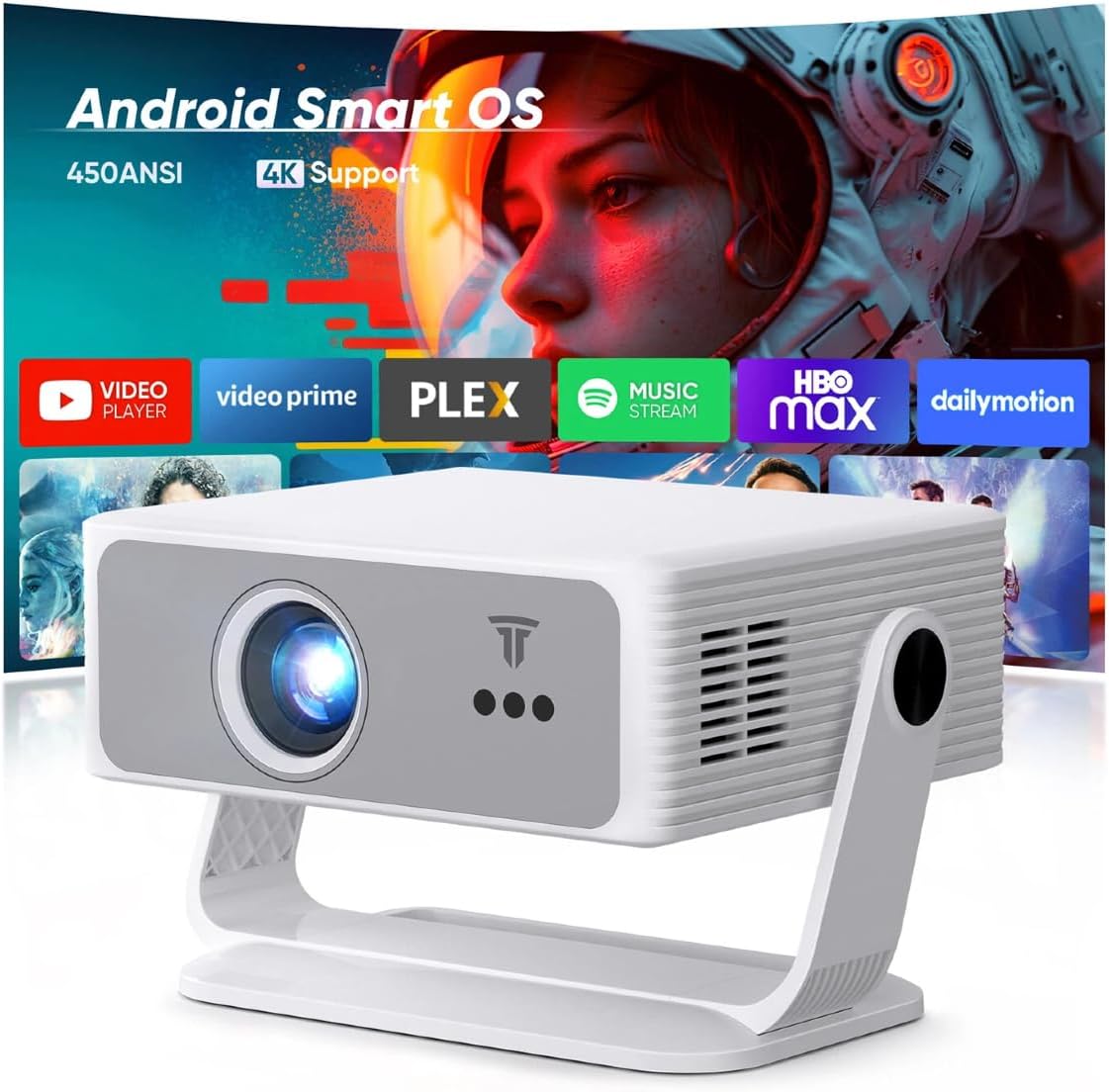 Vidéoprojecteur, avec Wi-Fi, 4K, Bluetooth, portable, ZDK