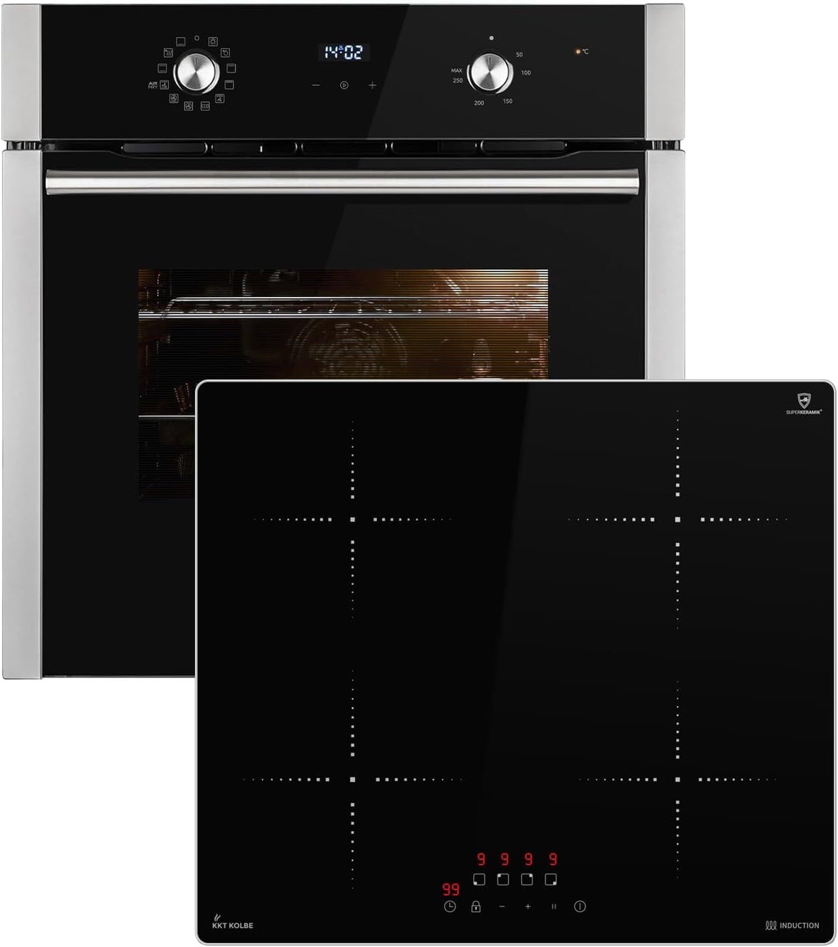 Ensemble four et plaque de cuisson BO8810SS, 60 cm, avec tiroirs, encastrable, induction, KKT KOLBE