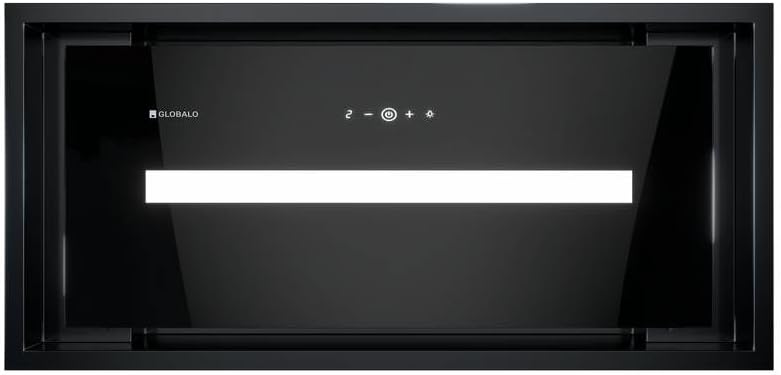 Hotte aspirante, 60 cm, verre, noir, encastrable, pour la cuisine, GLOBALO