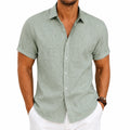 Chemise homme M vert sauge tissée manches courtes coupe décontractée