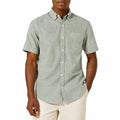 Chemise homme L en lin vert sauge à manches courtes col boutonné