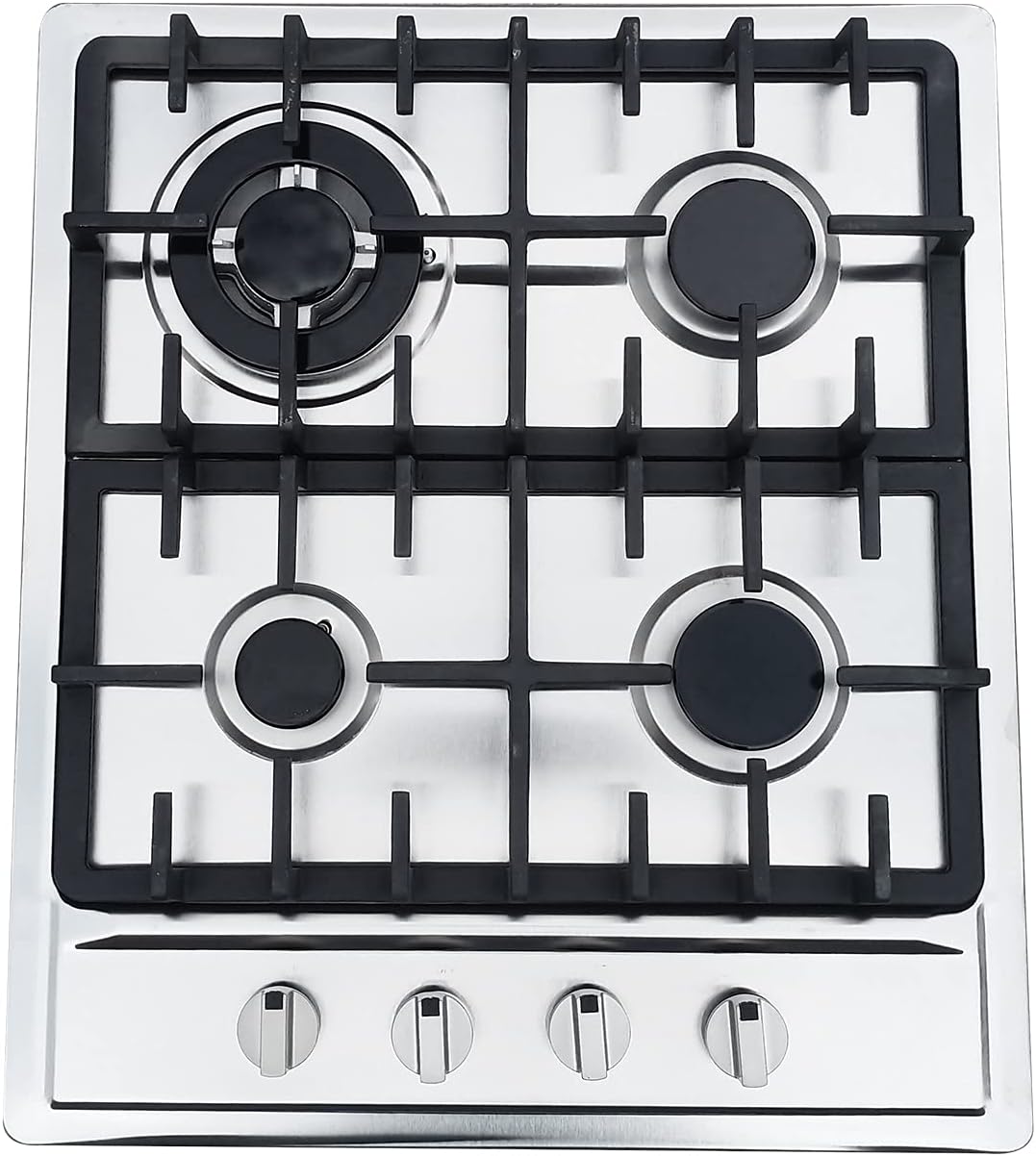Table de cuisson, 59 × 51 cm, acier inoxydable, à gaz, 4 feux, czyuRachel