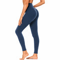 Legging femme taille S tissu extensible bleu marine taille haute pour yoga