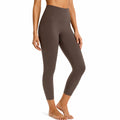 Legging femme M marron en tissu extensible taille haute pour sport