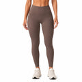 Legging femme taille S en tissu extensible marron taille haute ajusté sport