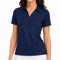 Polo femme M en tissu synthétique bleu marine à manches courtes style classique
