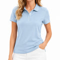 Polo femme taille L bleu ciel en maille à manches courtes