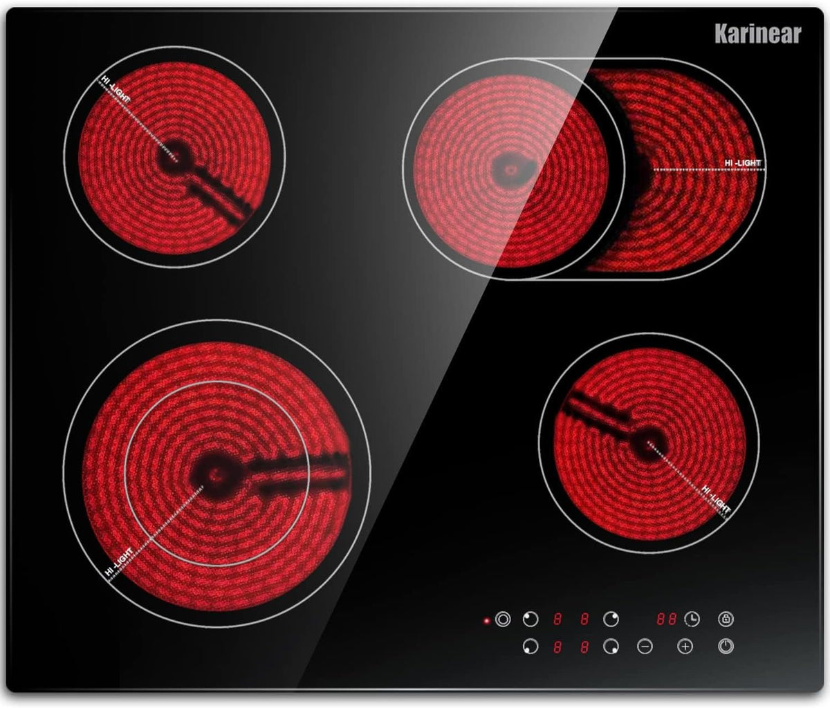 Table de cuisson, 6600 W, vitrocéramique, 4 feux, Karinear