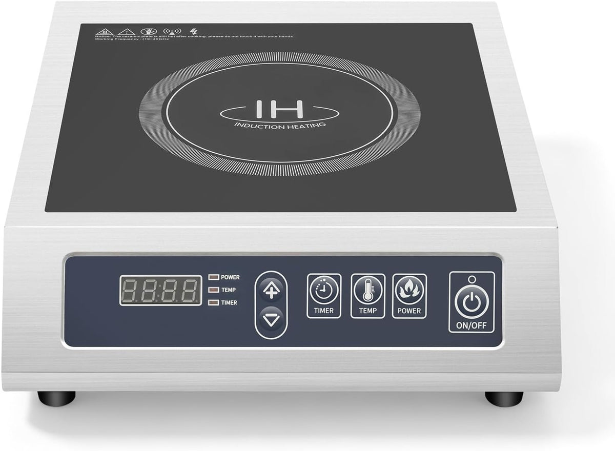 Table de cuisson, 800–1000 W, acier inoxydable, induction, vitrocéramique, 10 niveaux, Begoniape