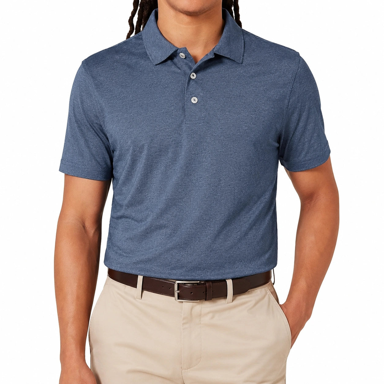 Polo homme taille M en tissu bleu ardoise à manches courtes style décontracté