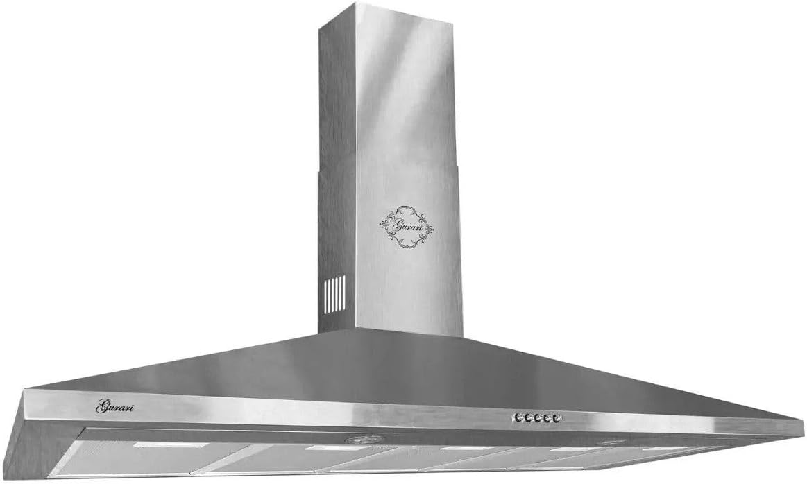 Hotte aspirante IS 120, 120 cm, 1000 m³/h, avec éclairage LED, acier inoxydable, 3 vitesses, pour la cuisine, Gurari