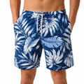 Short de bain homme M bleu marine imprimé feuilles tropicales avec cordon de serrage