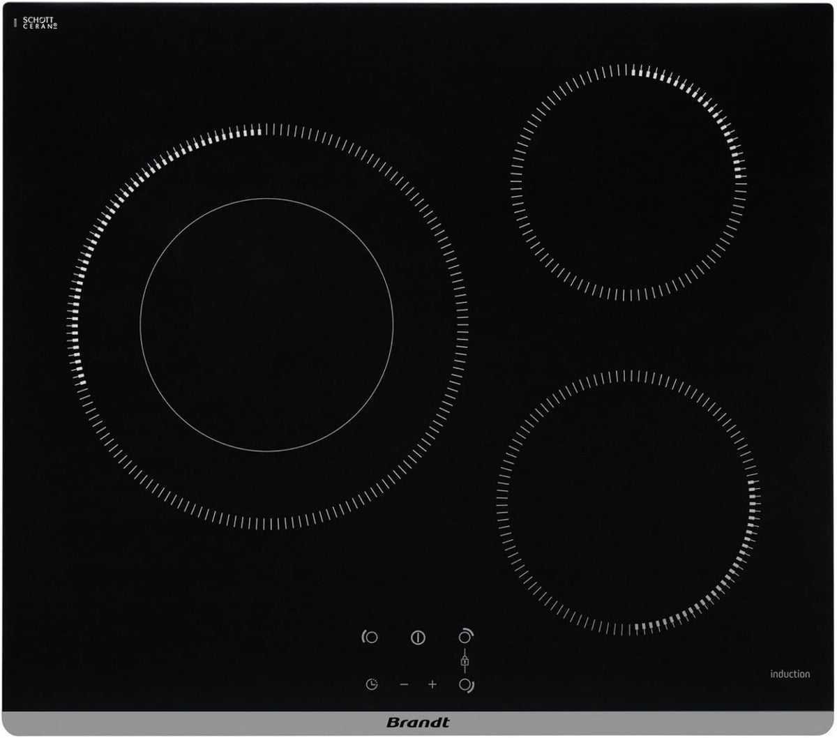 Table de cuisson BPI728B, 28 cm, noir, induction, BRANDT