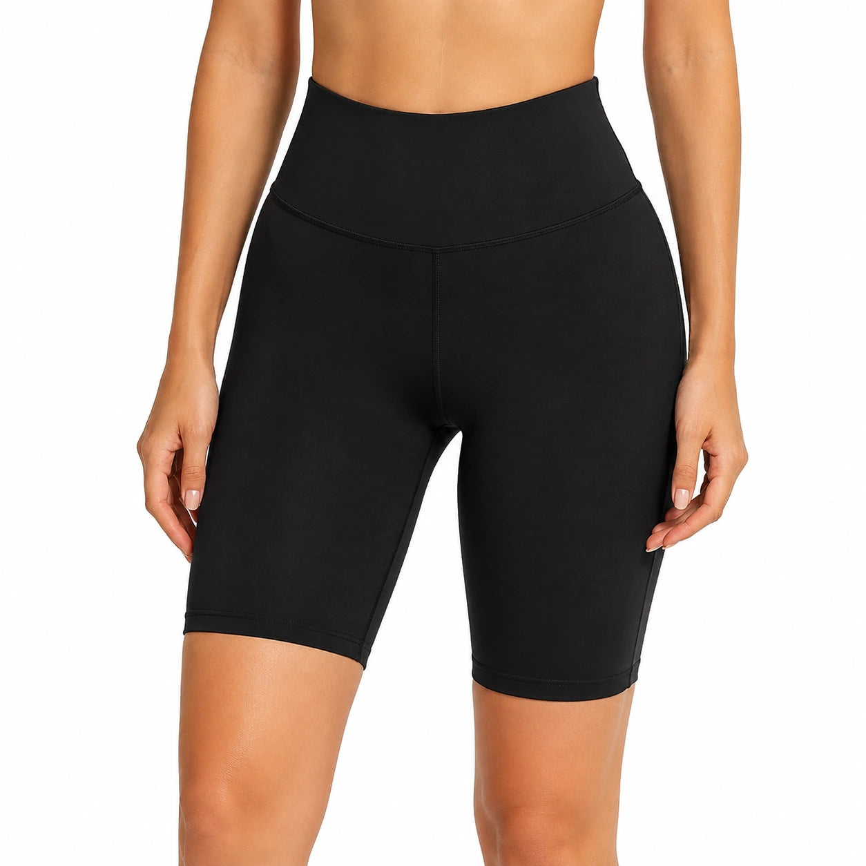 Short cycliste femme S noir en tissu extensible taille haute pour sport
