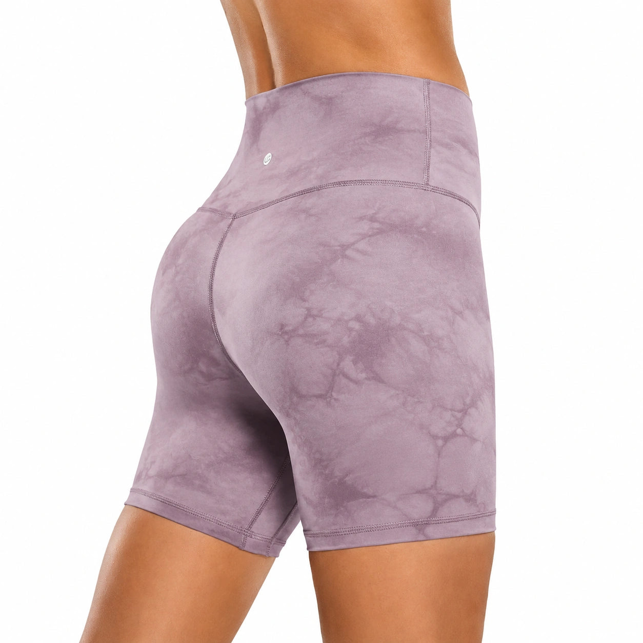 Short cycliste M en tissu extensible violet taille haute pour sport