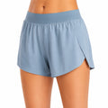 Short de sport femme taille M textile bleu gris à panneau croisé