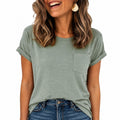 T-shirt femme taille S vert kaki à poche coupe décontractée