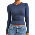 T-shirt femme taille M bleu marine à manches longues ajusté
