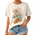 T-shirt femme taille M écru à imprimé floral coupe ample