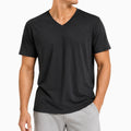 T-shirt homme taille M noir à col V manches courtes style décontracté