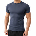 T-shirt de sport homme L bleu marine synthétique extensible ajusté à manches courtes