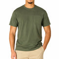 T-shirt homme taille L vert kaki à manches courtes avec poche poitrine