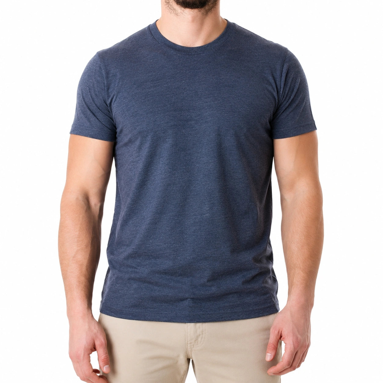 T-shirt homme L bleu marine à manches courtes col rond uni