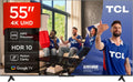 TCL 55V6C téléviseur, 55 pouces, avec éclairage LED, commande intelligente, 4K, Google TV