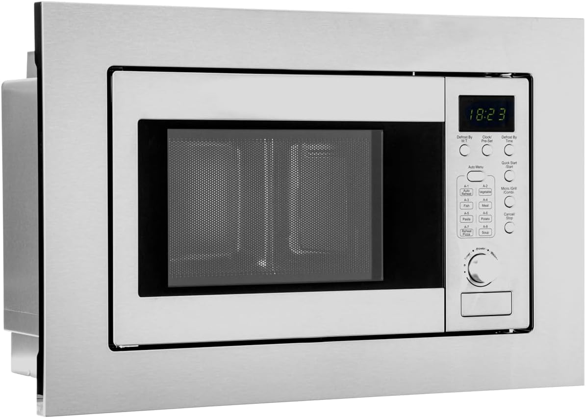 Four à micro-ondes MWG 2215, 465 × 359 × 339 mm, 20 L, argent, encastrable, 5 niveaux, 2 niveaux, Bomann