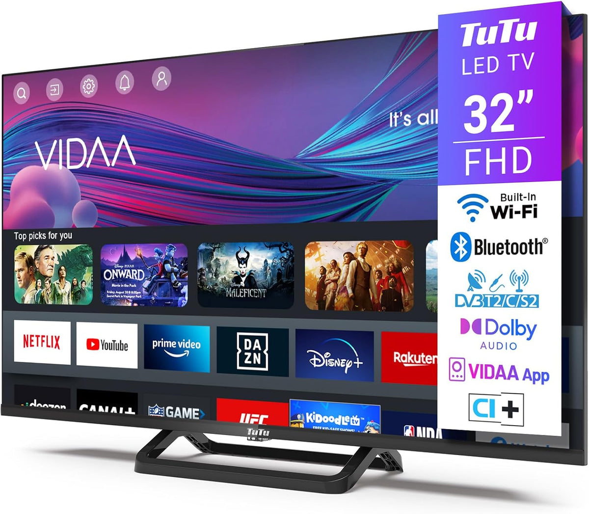 Téléviseur TUV32FN1B, 80 cm, 32 pouces, avec Wi-Fi, commande intelligente, Full HD, Bluetooth, TuTu