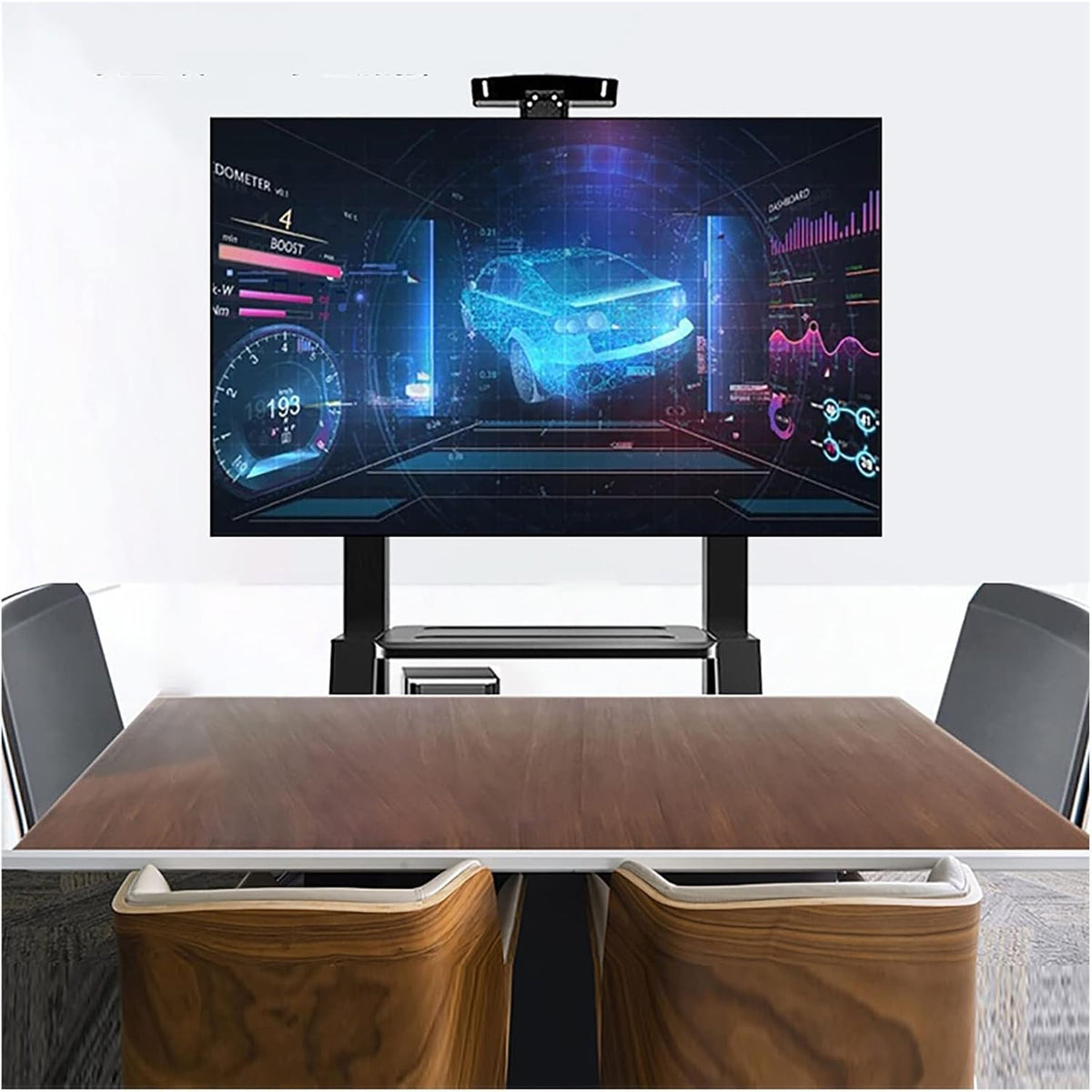 Support TV mobile, 75 pouces, réglable, pour le bureau, IUBGFTO
