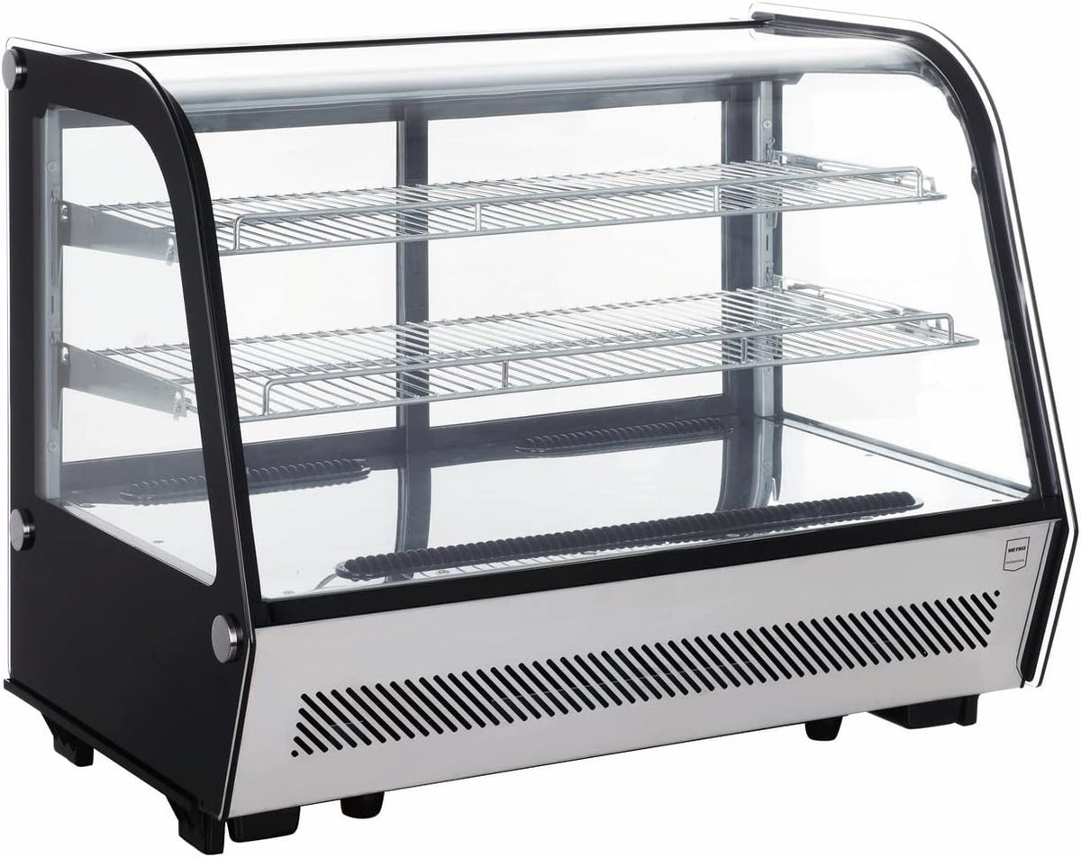Vitrine réfrigérée GCV 1130, 88 × 56,8 × 68,6 cm, 130 L, acier inoxydable, verre, noir, METRO Professional
