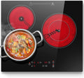 Table de cuisson, 590 × 520 × 50 mm, 2400 W, vitrocéramique, encastrable, 3 feux, 9 niveaux, KICHPOWER