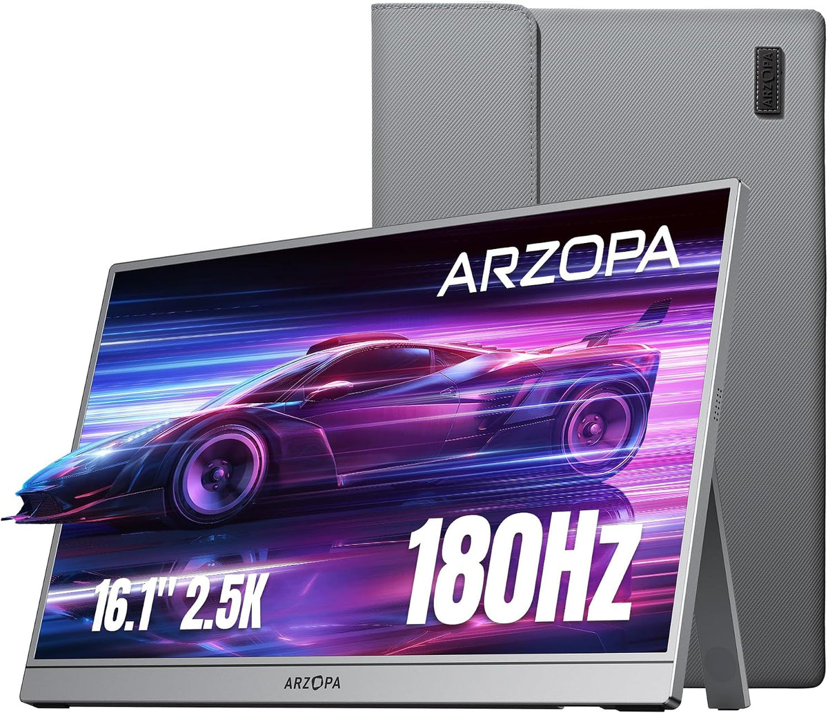 Moniteur QHD 2560, 16,1 pouces, 180 Hz, gris, portable, ARZOPA