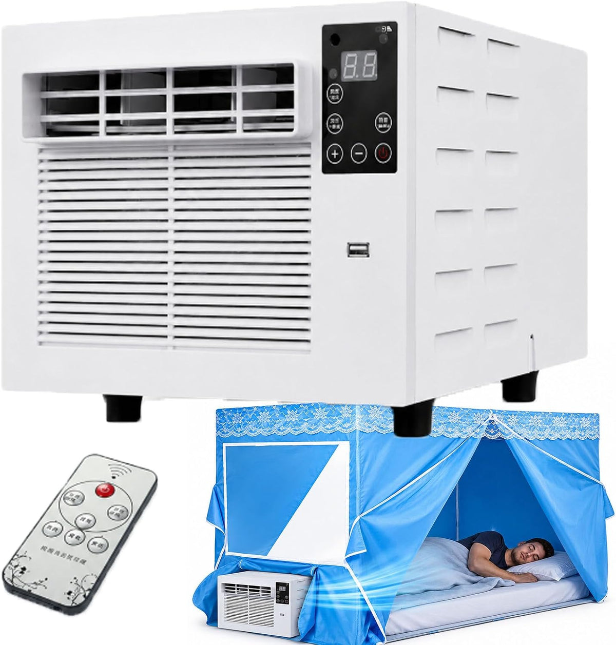 Climatiseur portable 0.9M, 1876 Btu, avec télécommande, mobile, ErShangMao