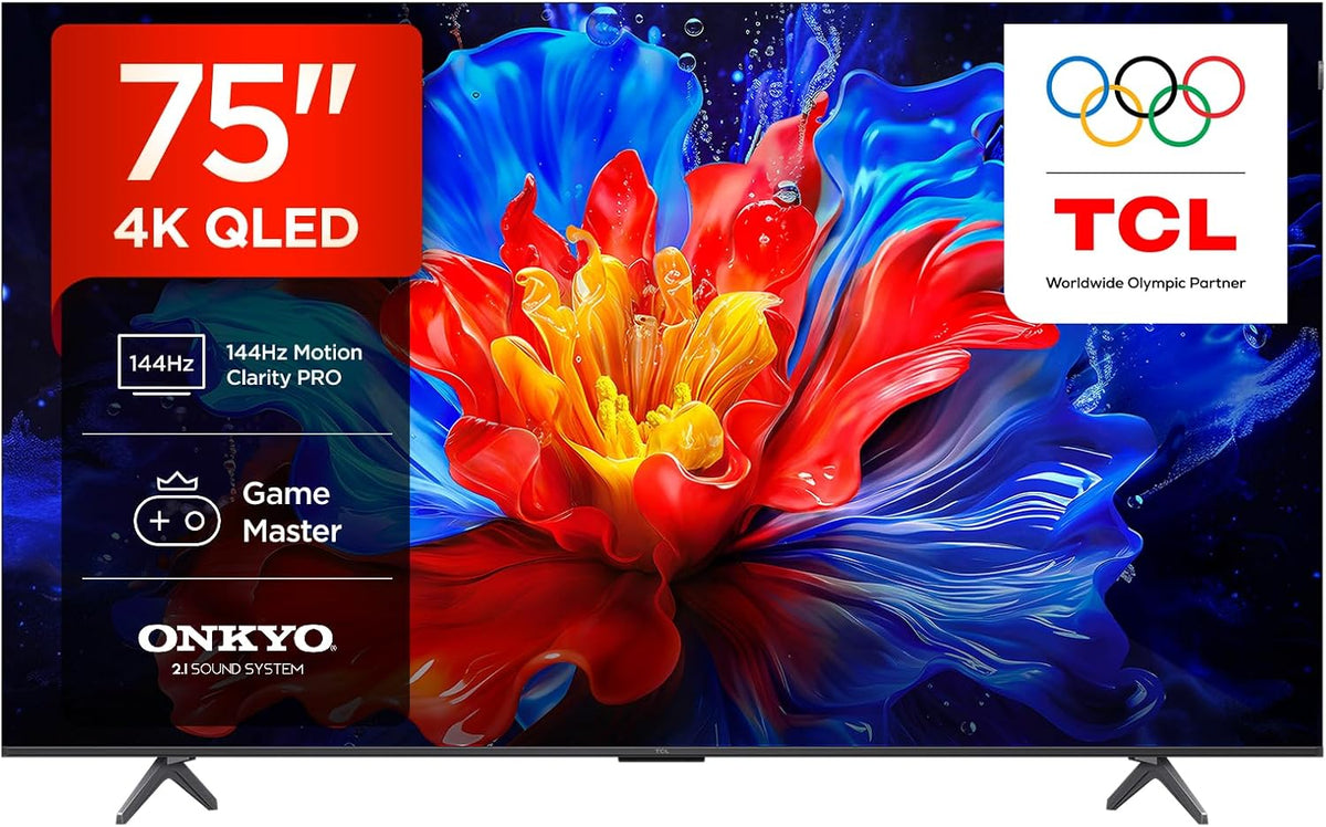 TCL 75P8K téléviseur, 144 Hz, commande intelligente, QLED, 4K, Google TV, Dolby Vision, commande vocale