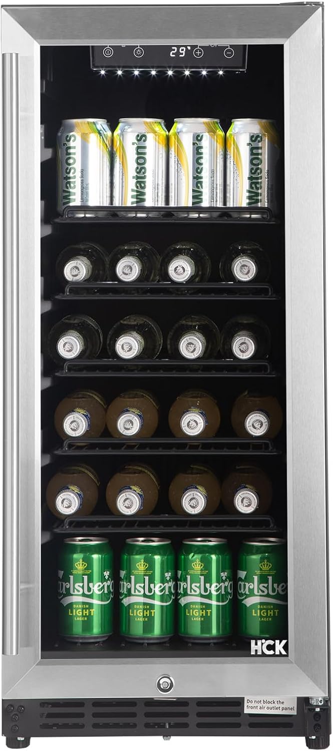 Réfrigérateur IPX4, 90 L, 0 °C, 22 °C, verre, HCK