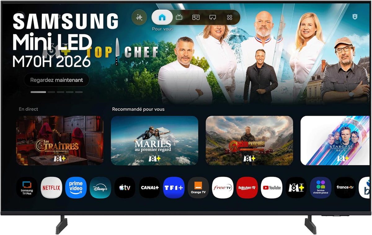 Samsung 43M70H téléviseur, 109 cm, 43 pouces, 144 Hz, avec éclairage LED, commande intelligente, 4K