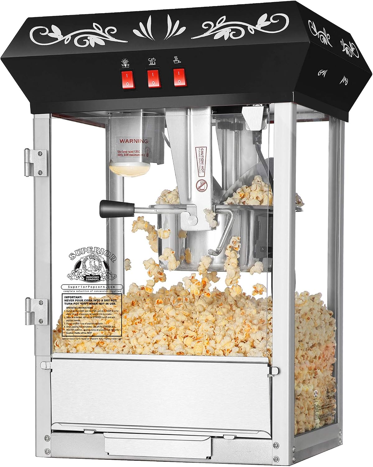 Table, 52,1 × 44,5 × 62,9 cm, avec tiroirs, noir, Superior Popcorn Company