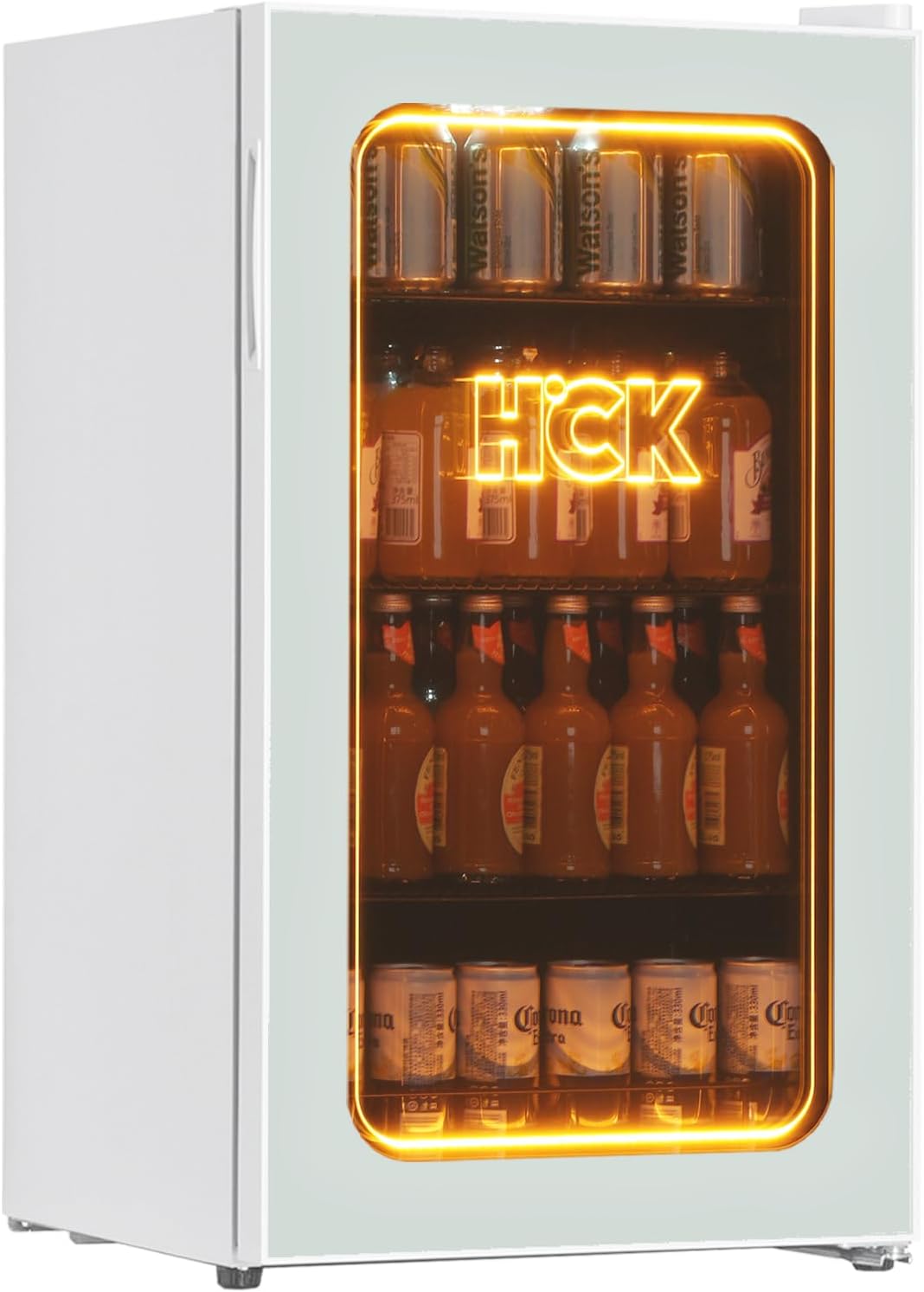 Mini-réfrigérateur, 98 L, réglable, verre, blanc, compact, HCK