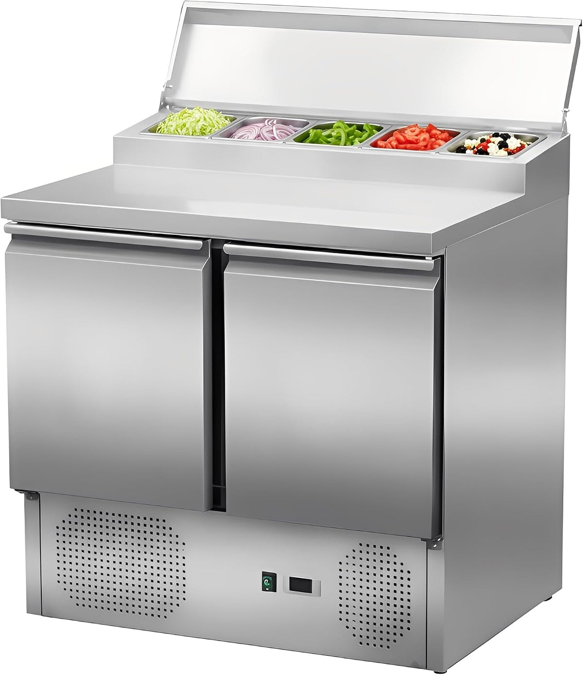 Saladette réfrigérée GN1/6, 900 × 700 mm, 176 L, acier inoxydable, 2 portes, MBH - MAQUINARIA BAR HOSTELERÍA
