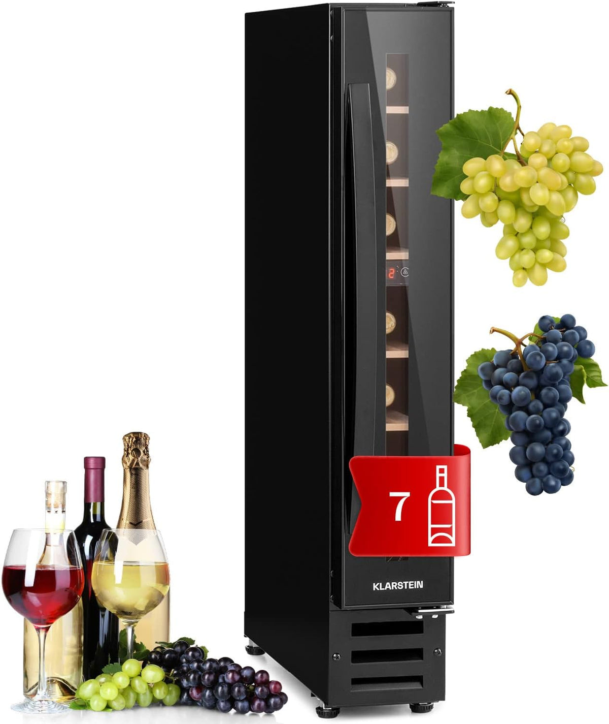 KLARSTEIN cave à vin, 20 L, verre, encastrable, 7 bouteilles