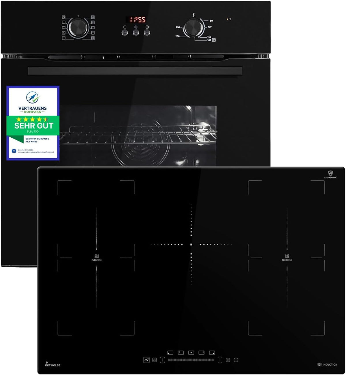 Ensemble four et plaque de cuisson BO8005FB, 60 cm, encastrable, induction, KKT KOLBE