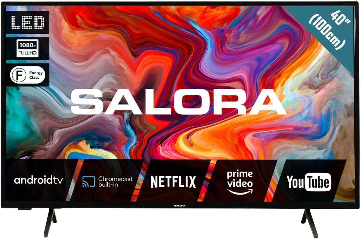 Téléviseur Smart40TV, 200 × 200 mm, 40 pouces, avec éclairage LED, commande intelligente, Full HD, SALORA
