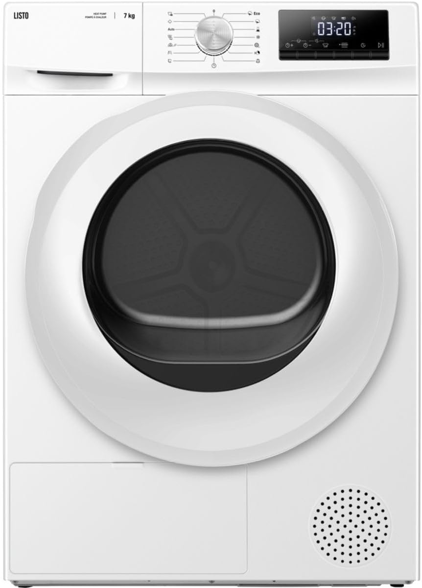 Sèche-linge SLHP7-L6b, 59,5 × 84,5 × 51 cm, 7 kg, pompe à chaleur, LISTO