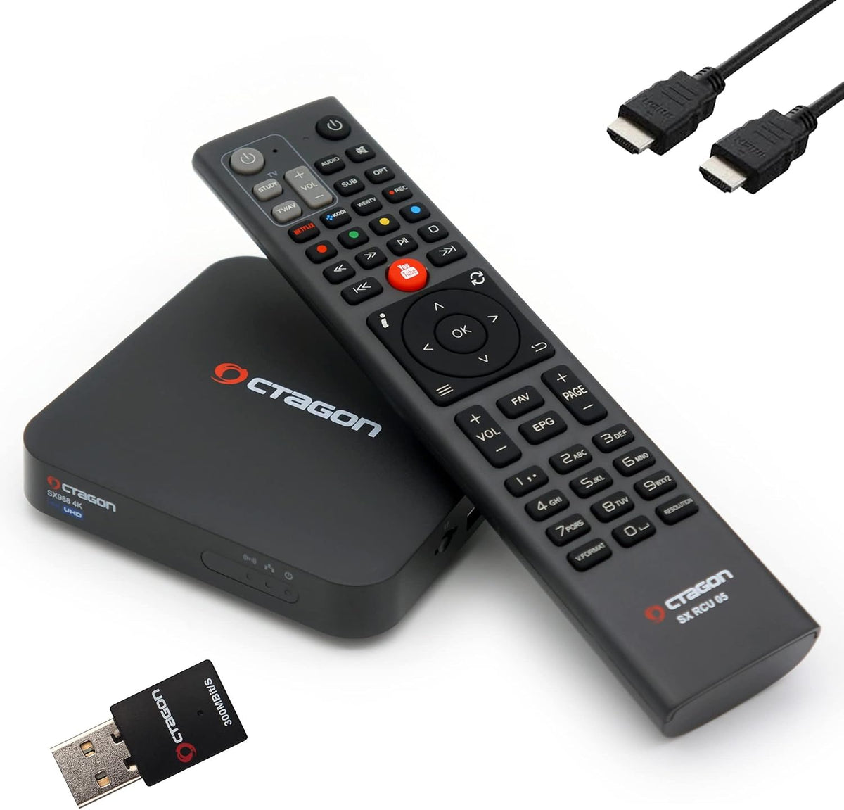 Récepteur satellite SX988, avec Wi-Fi, commande intelligente, 4K, Octagon