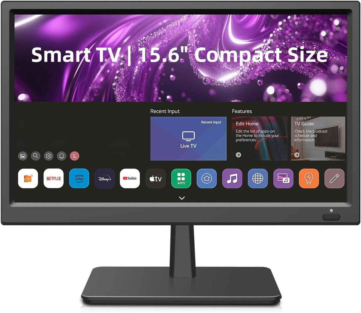 Téléviseur, 38,1 × 30,5 × 5,1 cm, 15,6 pouces, avec éclairage LED, pour la cuisine, pour la chambre, Feihe