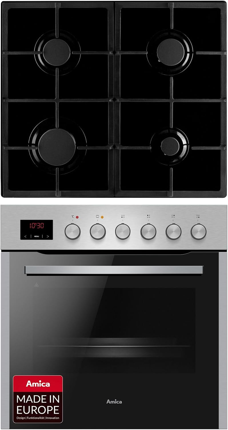Amica ensemble four et plaque de cuisson, 60 cm, 65 L, encastrable, à gaz