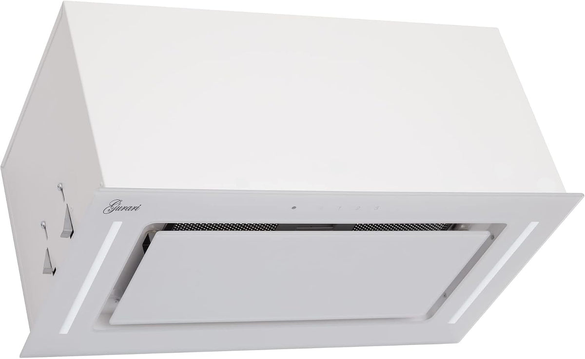 Hotte aspirante, 52 cm, 1000 m³/h, avec télécommande, verre, blanc, 3 niveaux, Gurari
