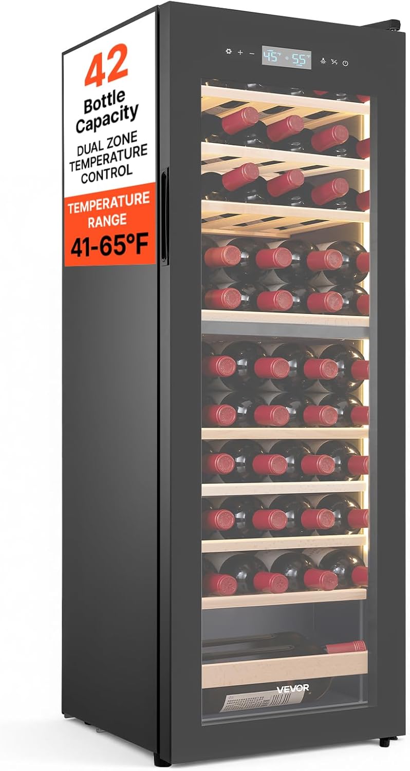 Cave à vin, 5–18 °C, réglable, 42 bouteilles, VEVOR